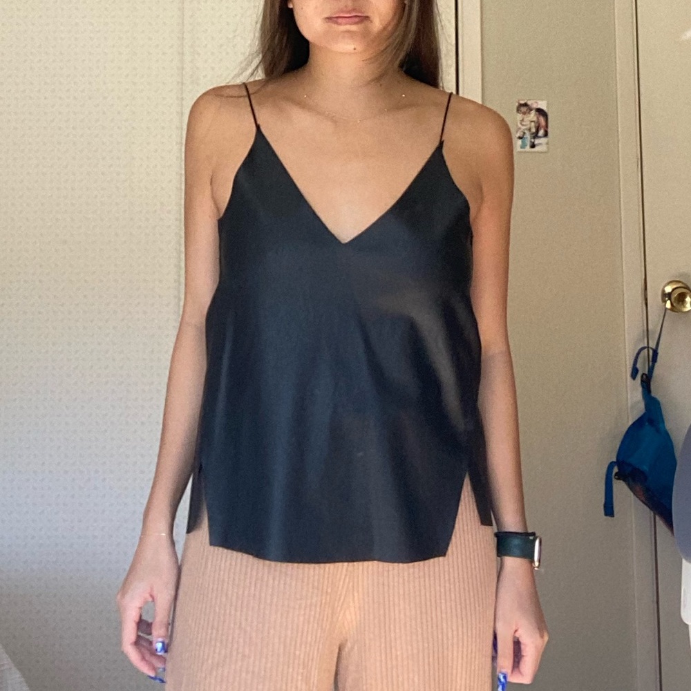 Zara Black Faux Leather Tank